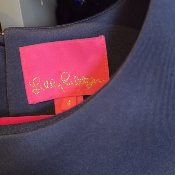 Lily Pulitzer navy with gold detail exposed back zipper cap dress size 4 - Picture 2 of 3